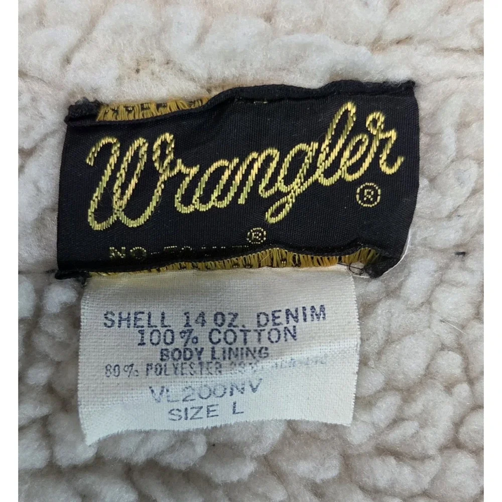 Vintage Wrangler Vest Mens Large Blue Fleece Lined 14oz Denim No Fault USA